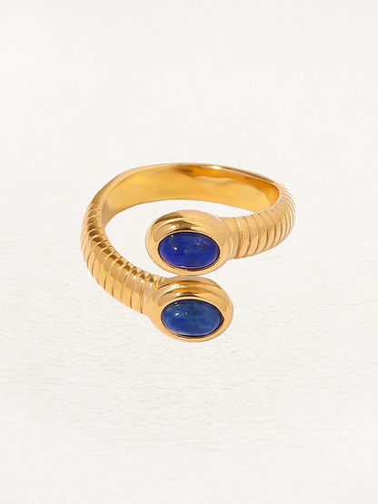 18K Gold Plated Lapis Lazuli Ring