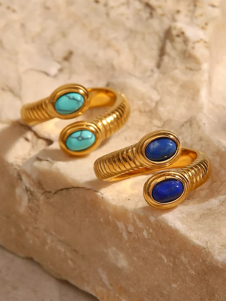 18K Gold Plated Lapis Lazuli Ring