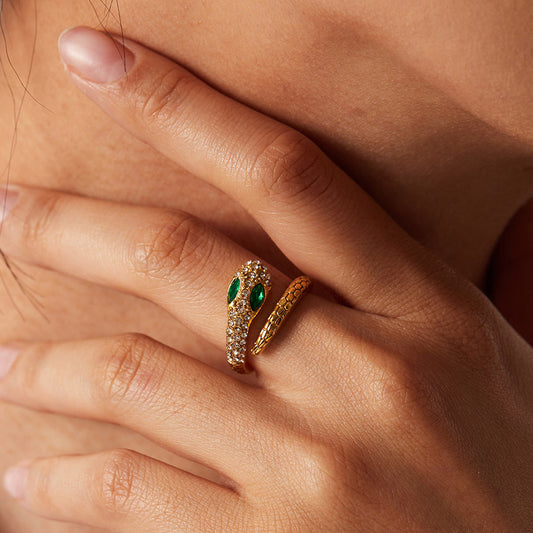 Golden Emerald Python Ring