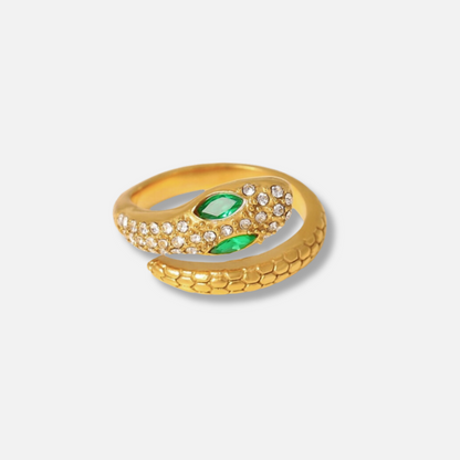 Golden Emerald Python Ring