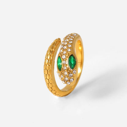 Golden Emerald Python Ring