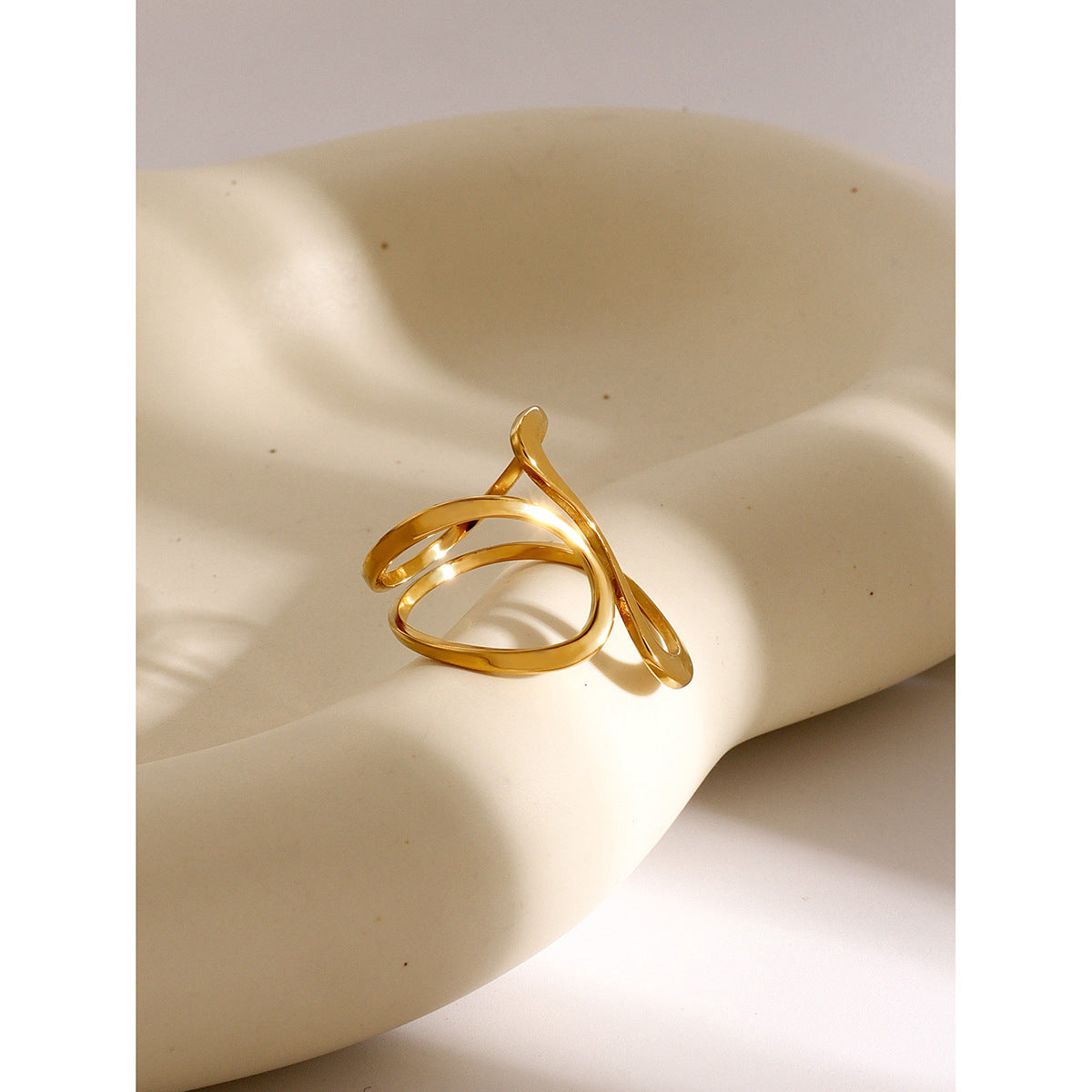 Irregular Golden Whirl Open Ring