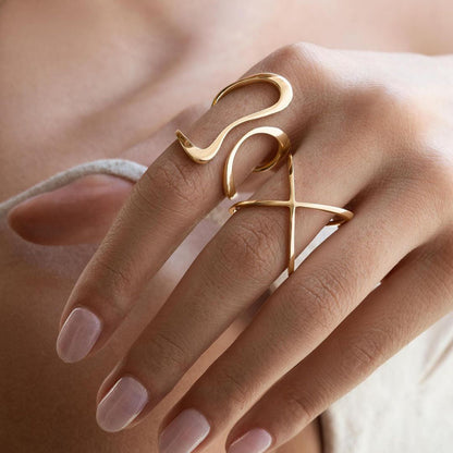 Irregular Golden Whirl Open Ring