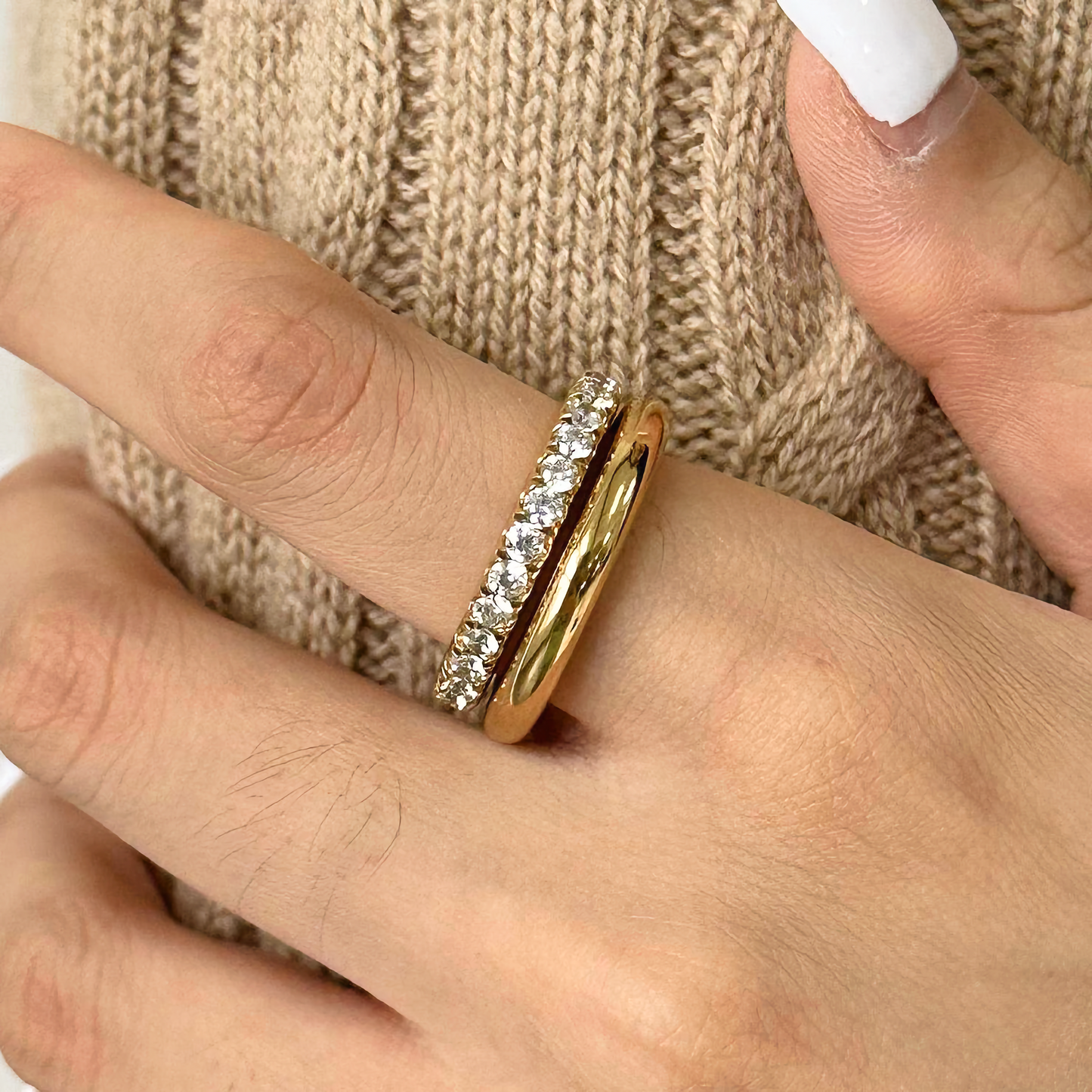 18k Gold Stacked Diamond Ring