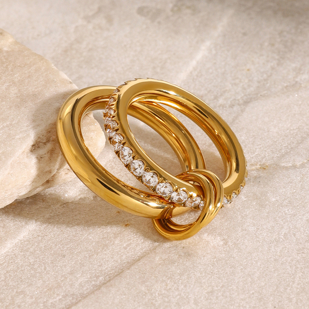 18k Gold Stacked Diamond Ring