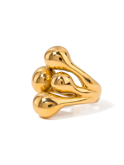 18K Gold Stainless Steel Asymmetric Claw Adjustable Ring