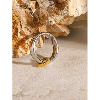 Stainless Steel Gold Silver Color Simple Ring