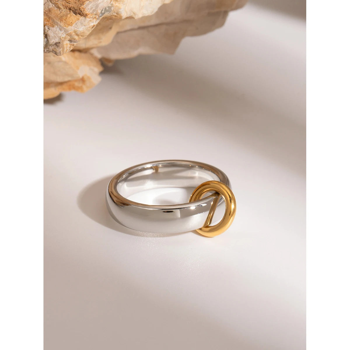 Stainless Steel Gold Silver Color Simple Ring