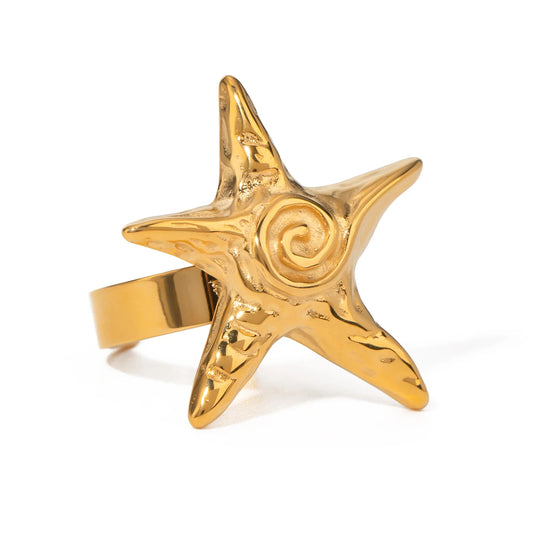 18K Gold Starfish Ring