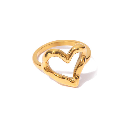 Irregular Hammered Hollow Heart Rings