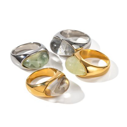 18k Gold Plated Transparent Resin Non Fading Ring for Women