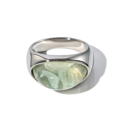 18k Gold Plated Transparent Resin Non Fading Ring for Women