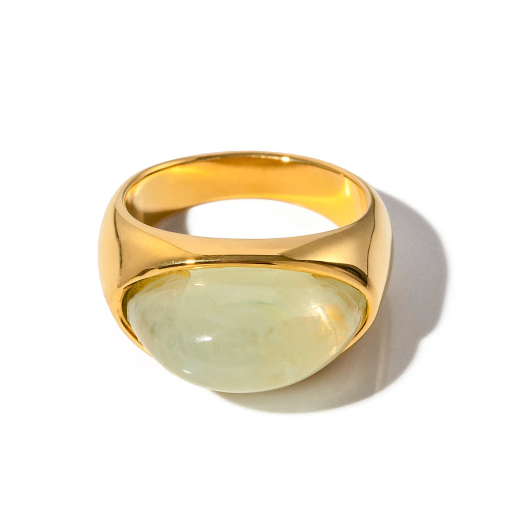 18k Gold Plated Transparent Resin Non Fading Ring for Women