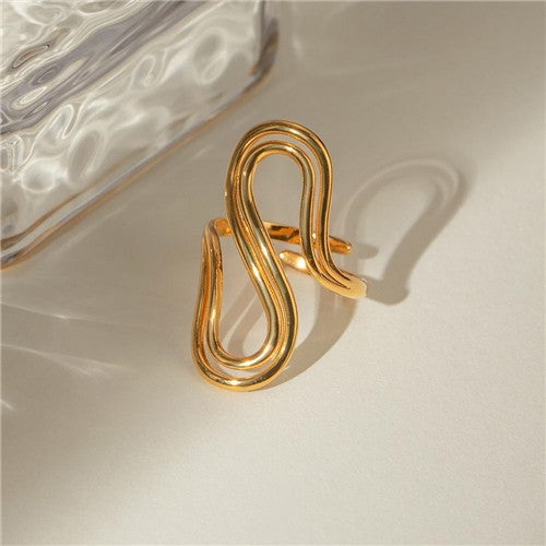 Wave Design Gold Plated Ring