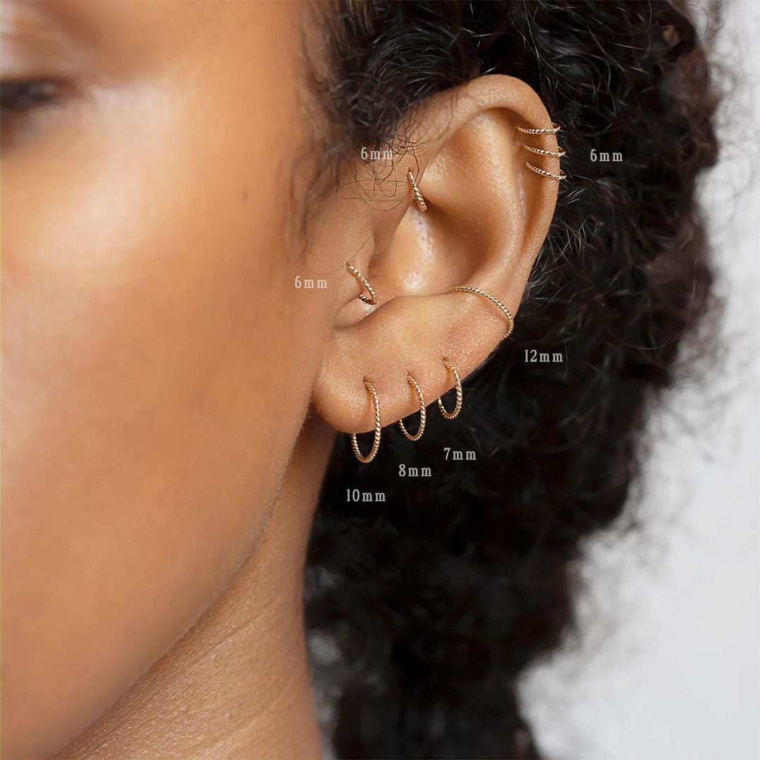 Thin Twisted Hoops Rings for Ear or Nose Piercings