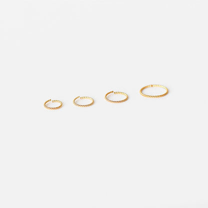 Thin Twisted Hoops Rings for Ear or Nose Piercings