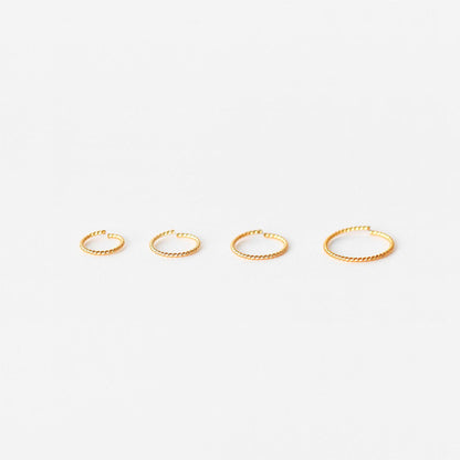 Thin Twisted Hoops Rings for Ear or Nose Piercings