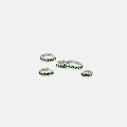 Simple Emerald CZ Hoop Earring