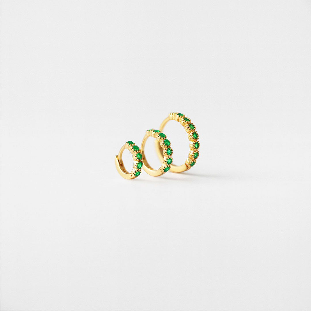 Simple Emerald CZ Hoop Earring