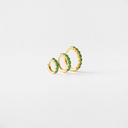 Simple Emerald CZ Hoop Earring