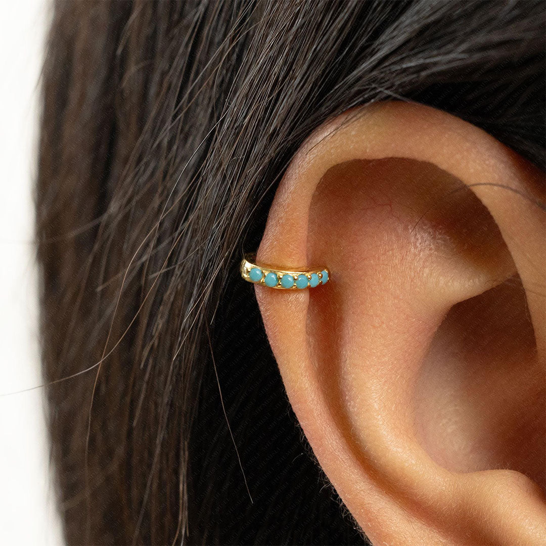 Simple Turquoise Hoop Earring