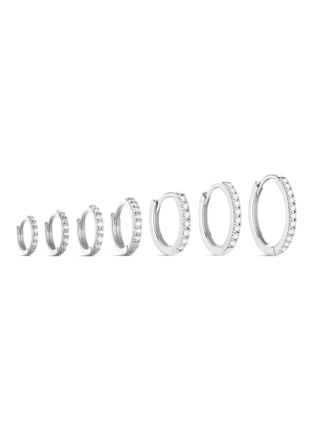 925 Classic Pave Hoop Huggies Earrings