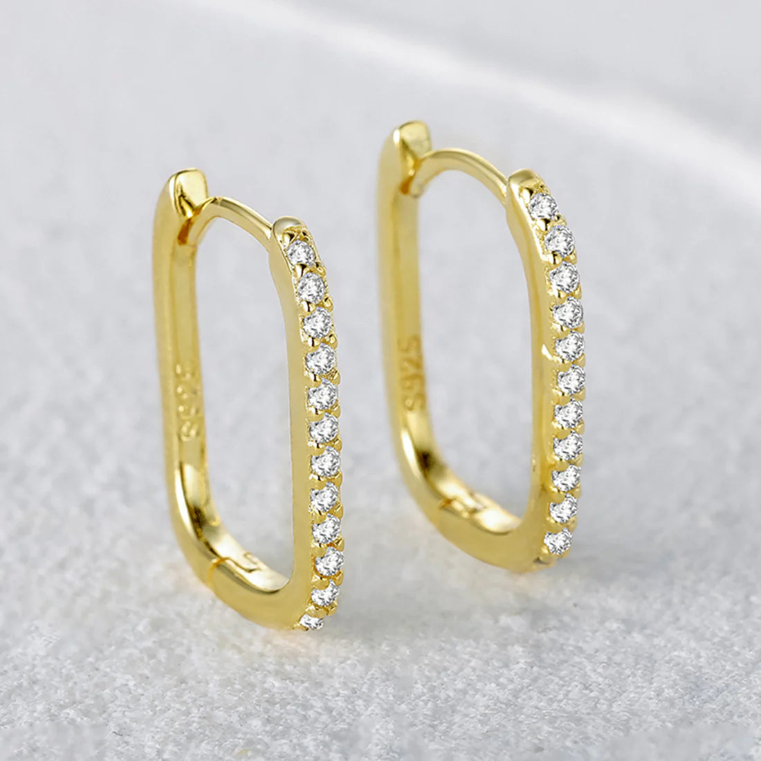 925 Sterling Silver Pave Hoop Earrings