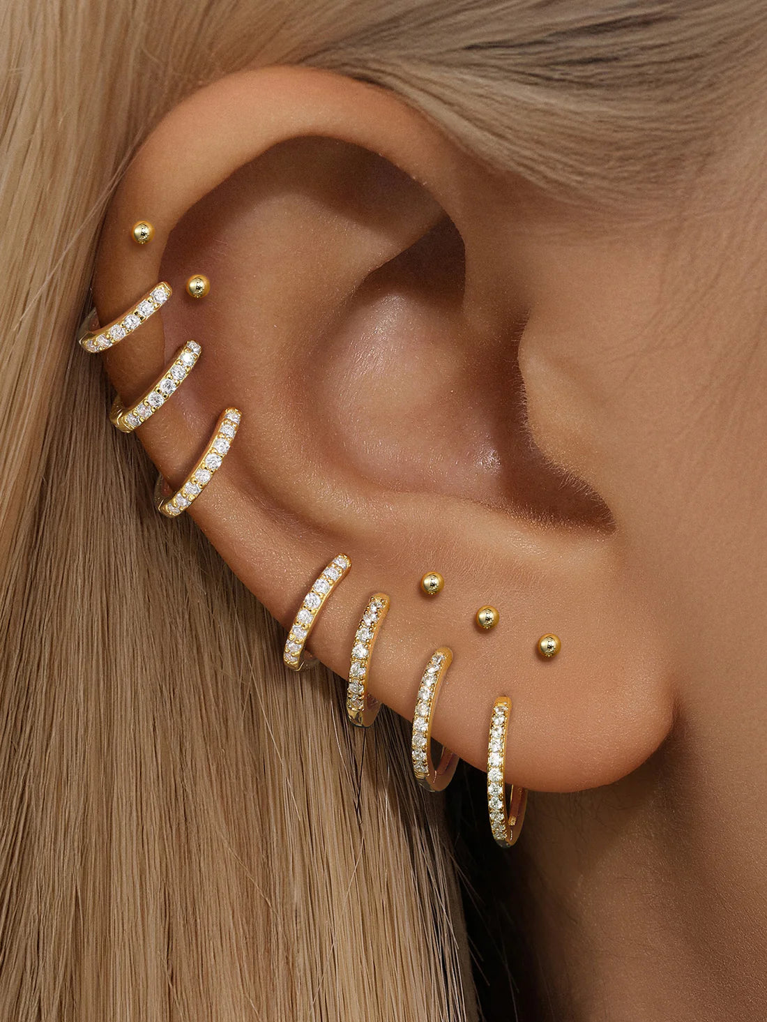 925 Classic Pave Hoop Huggies Earrings