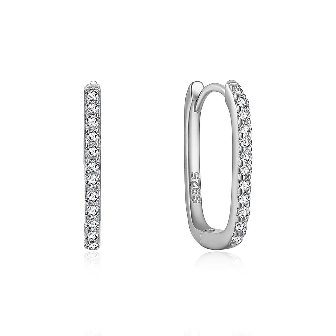 925 Sterling Silver Pave Hoop Earrings