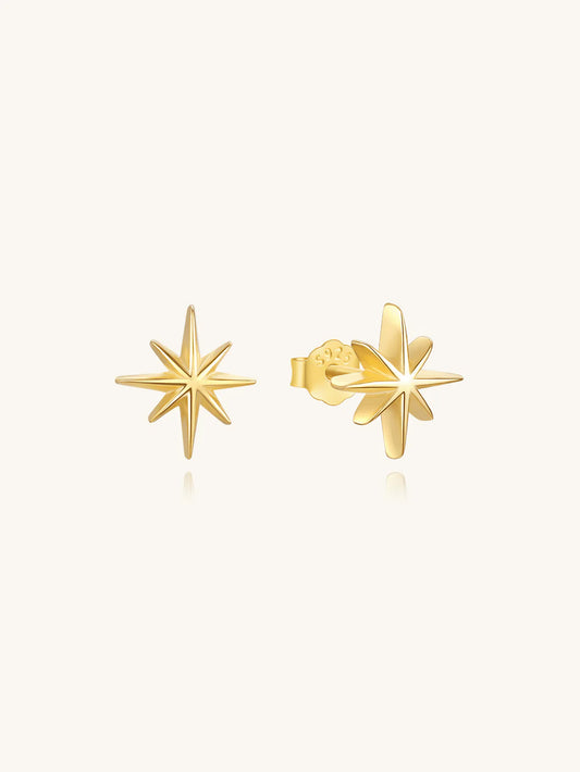 925 Sterling Silver Octagonal Star Studs