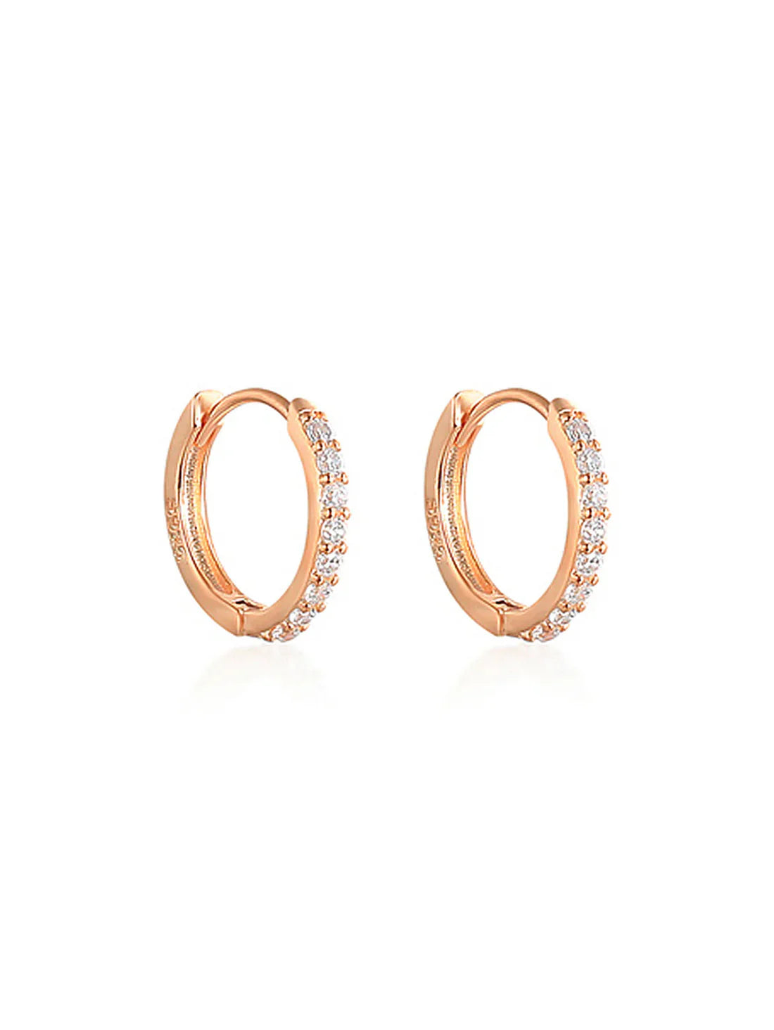 925 Classic Pave Hoop Huggies Earrings