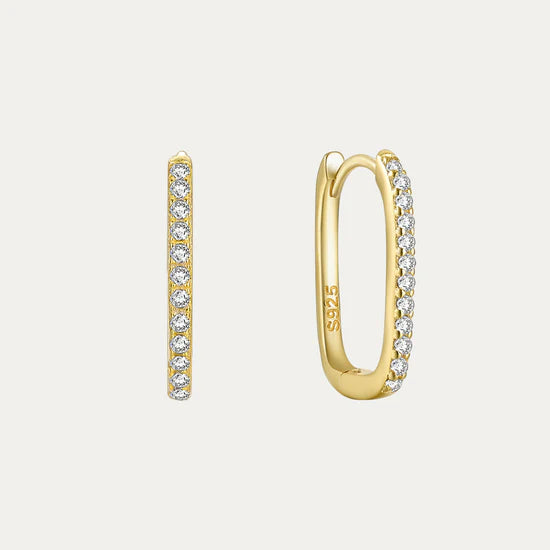 925 Sterling Silver Pave Hoop Earrings