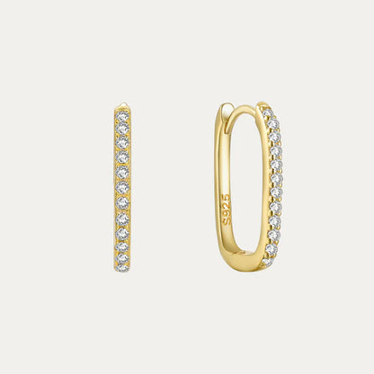 925 Sterling Silver Pave Hoop Earrings