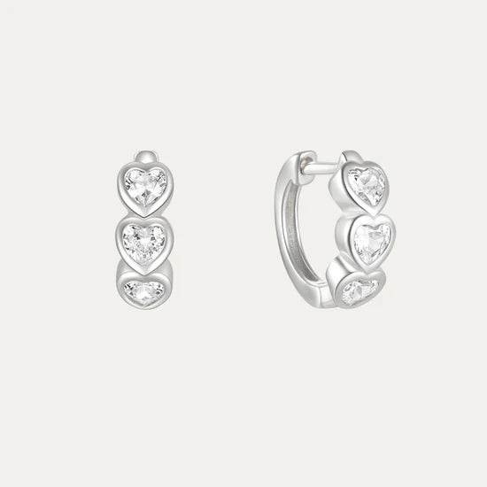 925 Sterling Silver Heart Hoop Earrings