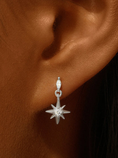 925 Sterling Silver Octagonal Star Stud Piercing Earring