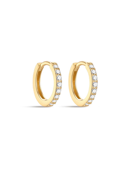 925 Classic Pave Hoop Huggies Earrings