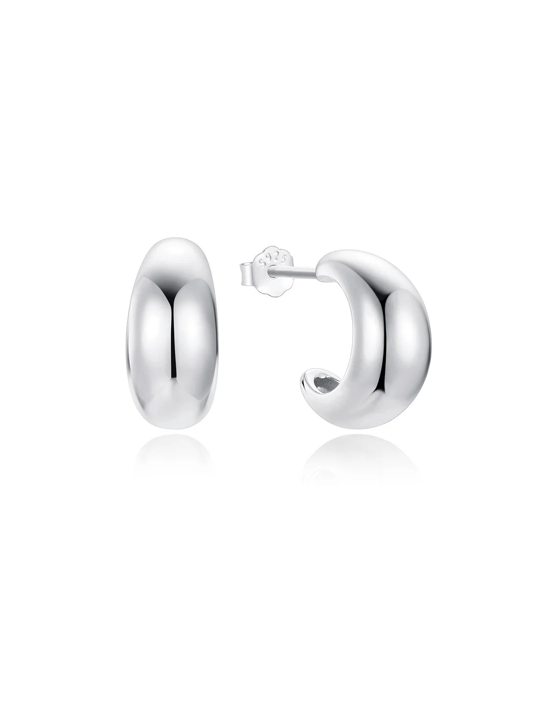 925 Sterling Silver Chunky Hoop Earrings