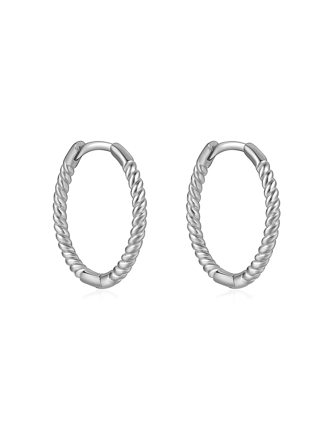 925 Sterling Silver Twist  Hoop Earrings