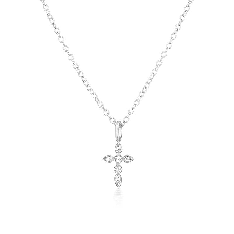 925 Sterling Silver Cross Zircon Necklace