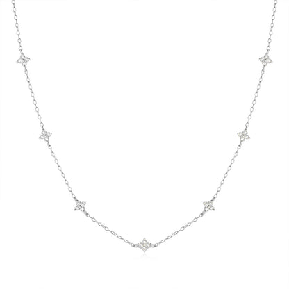 925 Sterling Silver Floral Zircon Necklace