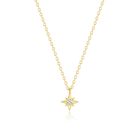 925 Sterling Silver Classic Eight-Pointed Star Necklace