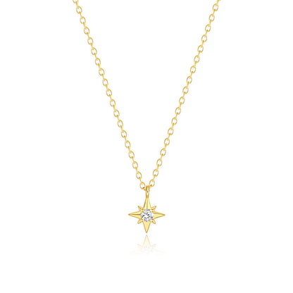 925 Sterling Silver Classic Eight-Pointed Star Necklace