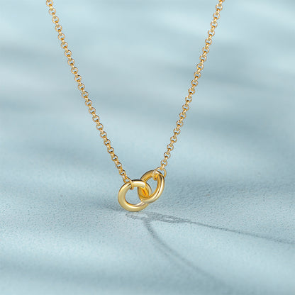 925 Sterling Silver Fashion Simple Double Ring Mobius Necklace