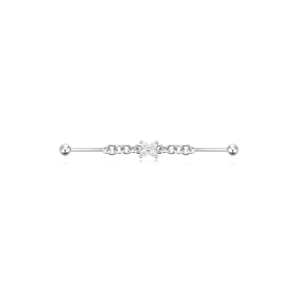 925 Sterling Silver Chain Industrial Barbell Thread Piercing