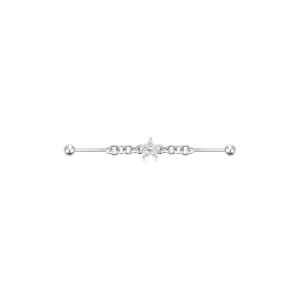 925 Sterling Silver Chain Industrial Barbell Thread Piercing