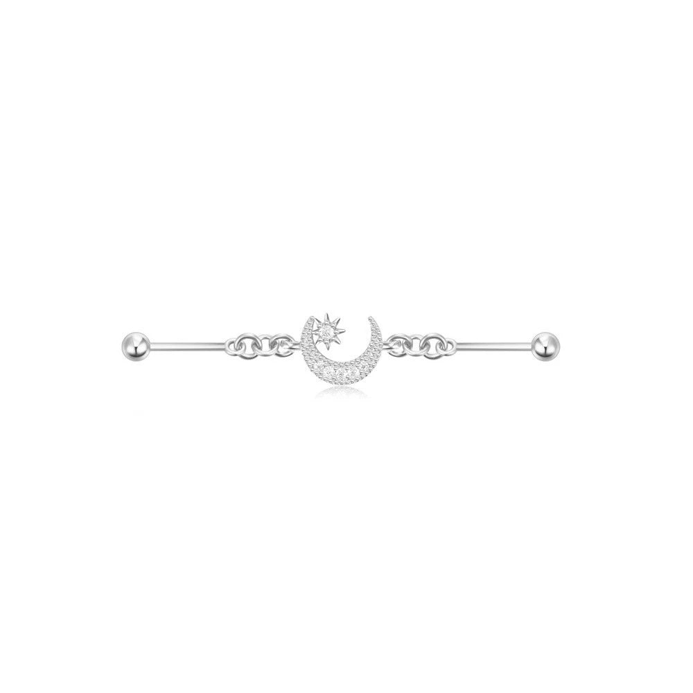 925 Sterling Silver Chain Industrial Barbell Thread Piercing