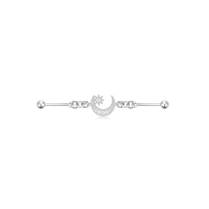 925 Sterling Silver Chain Industrial Barbell Thread Piercing