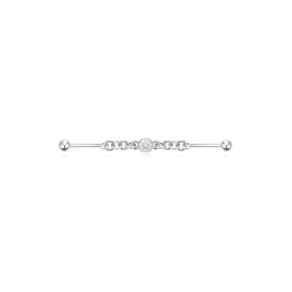 925 Sterling Silver Chain Industrial Barbell Thread Piercing