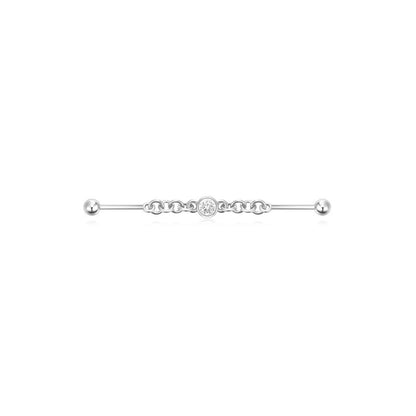 925 Sterling Silver Chain Industrial Barbell Thread Piercing