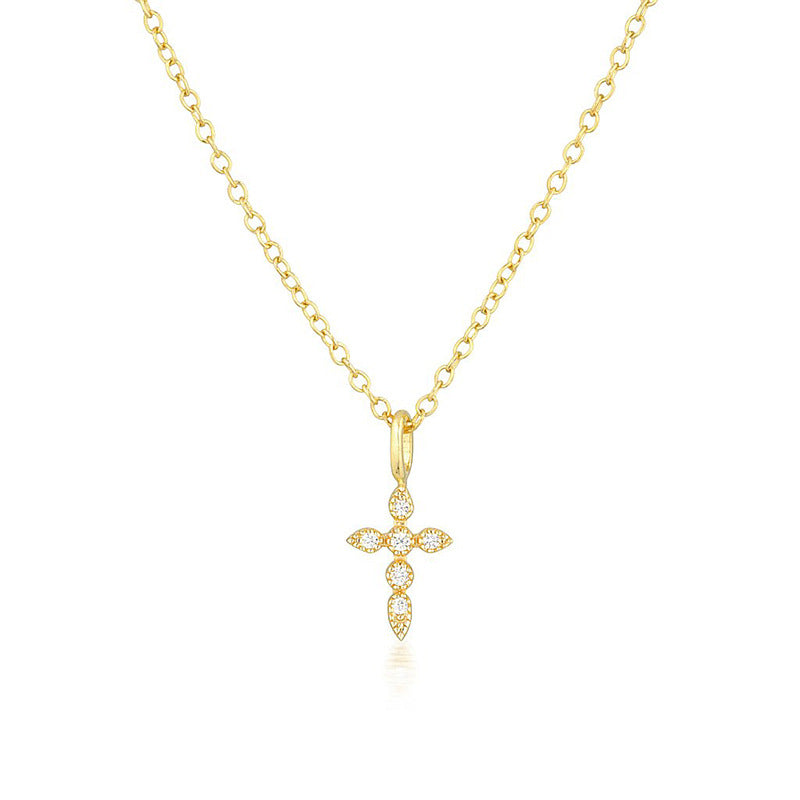 925 Sterling Silver Cross Zircon Necklace